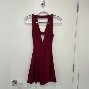 Sleeveless Backless Fit & Flare Dress in Wine